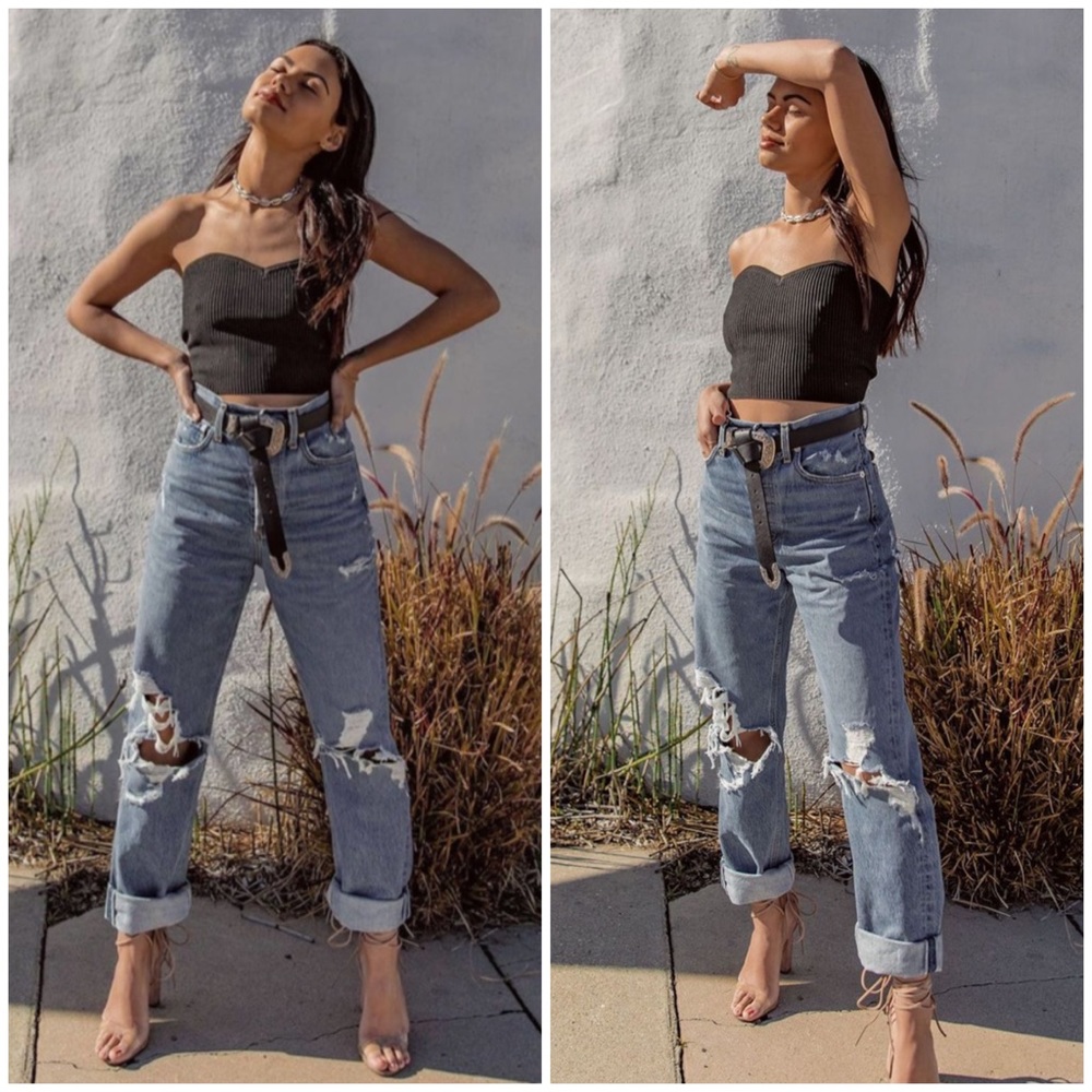 AGOLDE 90s NWT light wash destroyed Mid Rise Loose Fit in Fall Out size 31